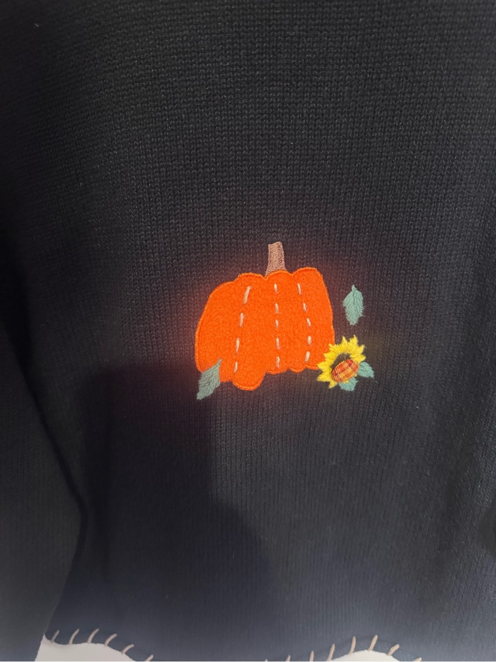 Vintage Mandal Bay Pumpkin Sunflower Fall Halloween 90s Embroidered Sweater Sz M - Picture 7 of 10